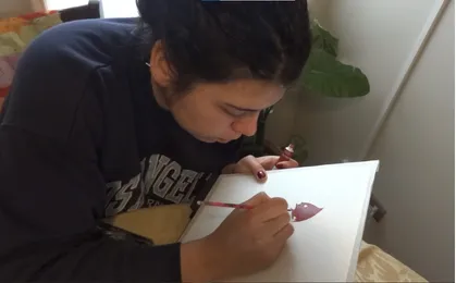 Fundadora María de los Ángeles pintando